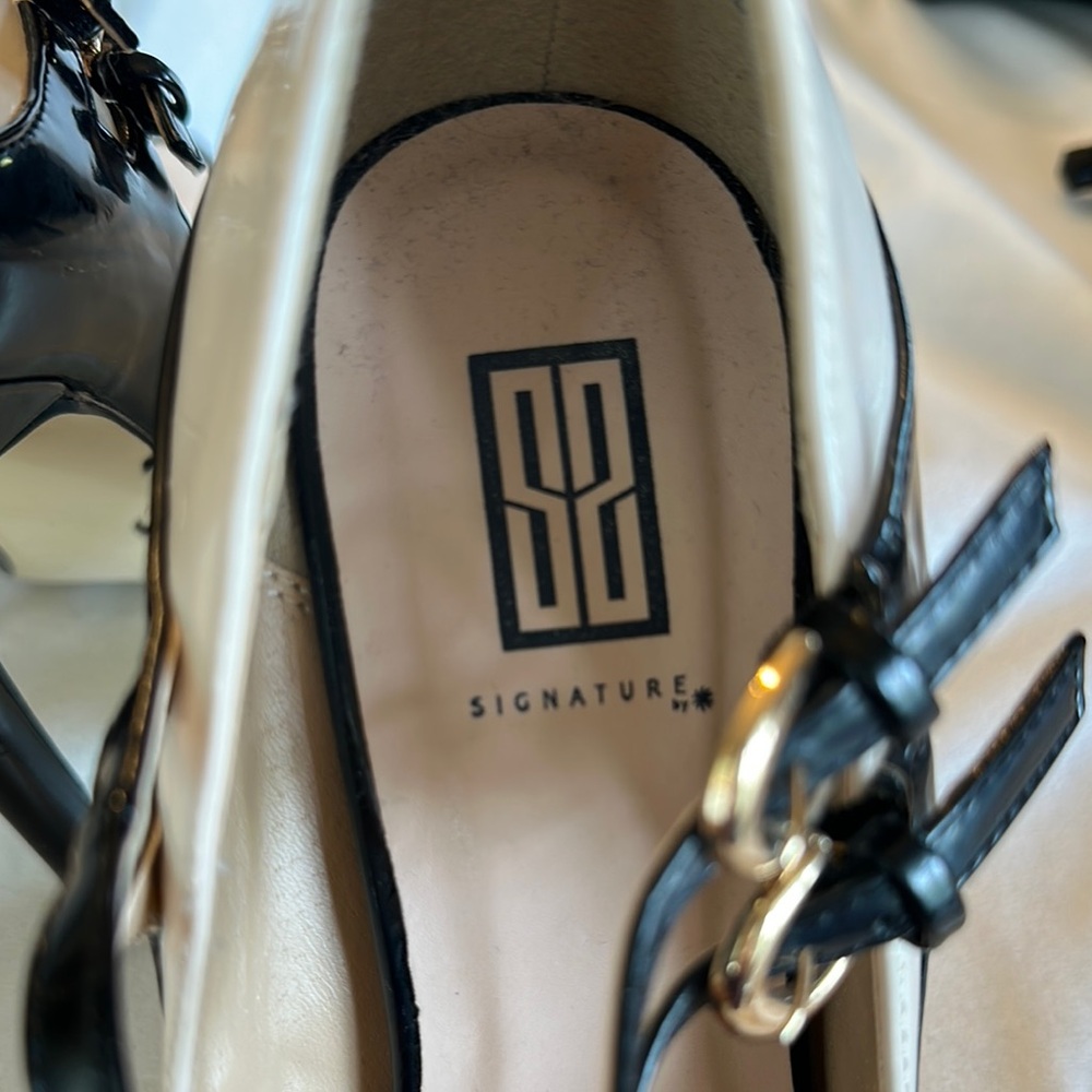 Signature Black and Cream Mary Jane Heels - Picture 8 of 10
